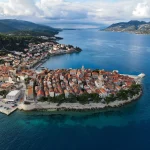 aerial view of the old town of Korcula in Croatia