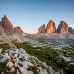 Tre Cime and Monte Paterno at sunset