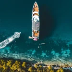Aerial view of yacht in croatia