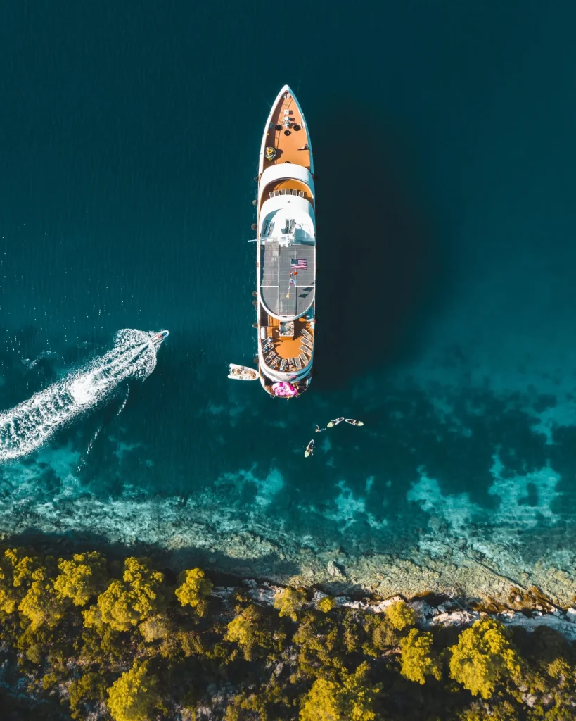 Aerial view of yacht in croatia